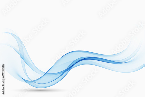 Abstract wave of blue smoke, transparent flow of blue lines, design element. © lesikvit