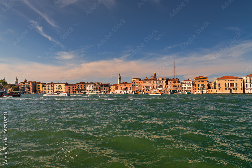 Venice, Italy - August,14 2009: Dorsoduro district seen from the sea