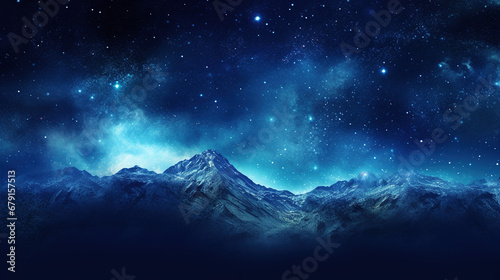Sky blue rotating stars galaxy mountain © Boraryn
