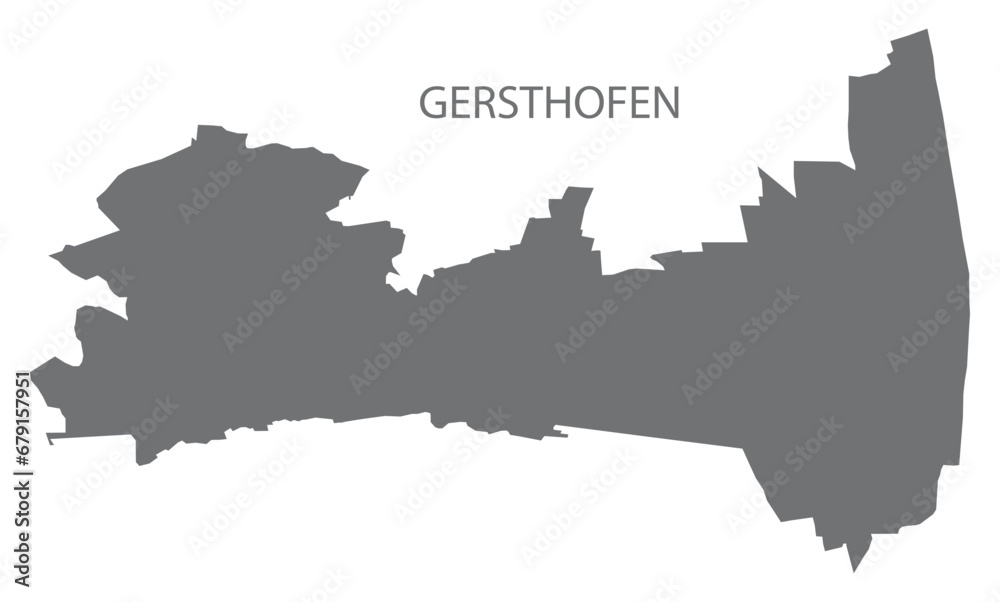 Gersthofen German city map grey illustration silhouette shape