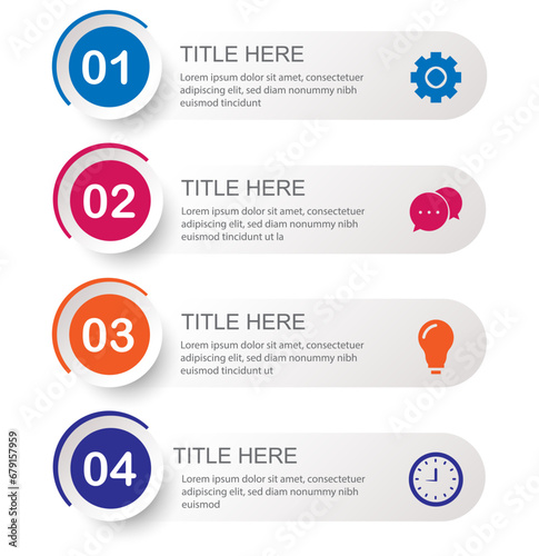 4 steps timeline infographic template with circular arrows Vector design