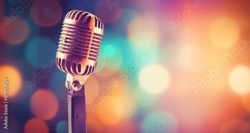 microphone and colorful bokeh lighs