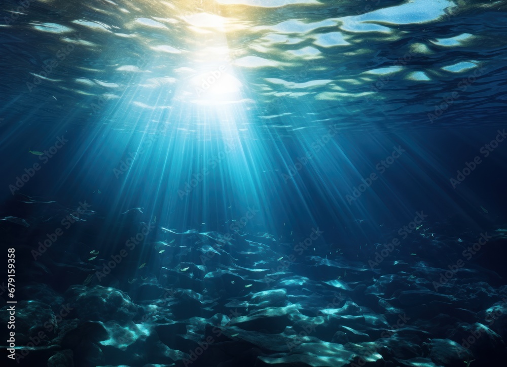 Fototapeta premium Ocean rays under the water sea view