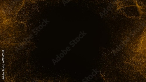 gold particles abstract background with golden shining stars dust bokeh glitter awards dust. 4k seamless loop