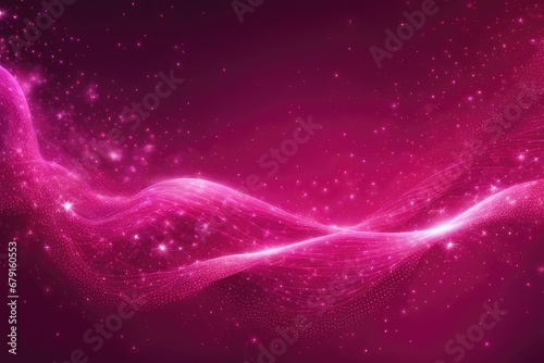 digital dark pink particles wave and light abstract background with shining dots stars