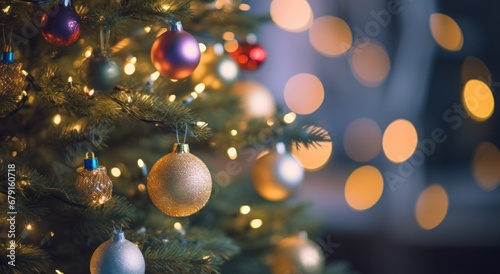 christmas tree with colorful ornaments and baubles on it