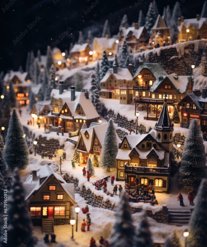 Obraz premium miniature christmas in a snow village