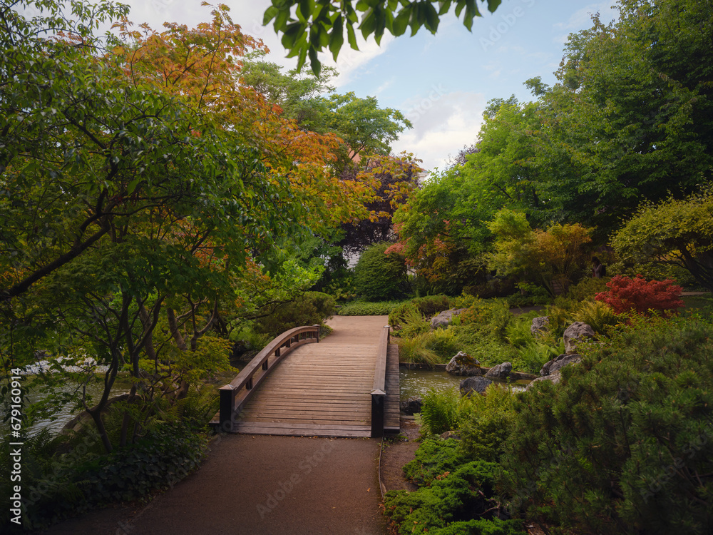 Japanese park in Vienna on summer day Japanese park in Vienna on summer day