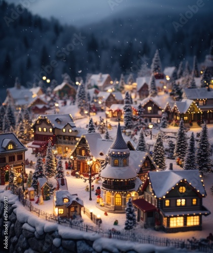 miniature christmas in a snow village