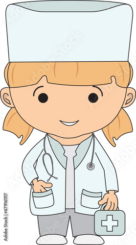 Illustrations medical personnel, doctor, nurse, health, medicine. Medical characters. Cute doctors, stomatologs and nurses. Men and women are avatars. Vector flat illustration.