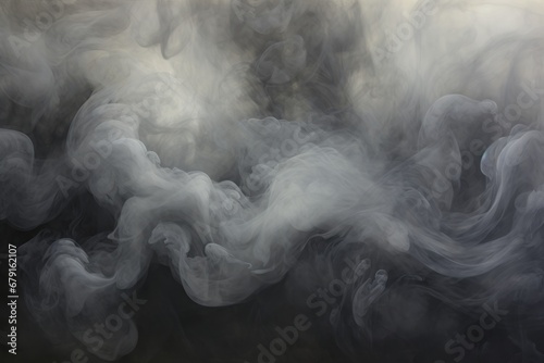 An abstract representation of swirling smoke and billowing tendrils in shades of gray, creating an eerie and mysterious atmosphere.