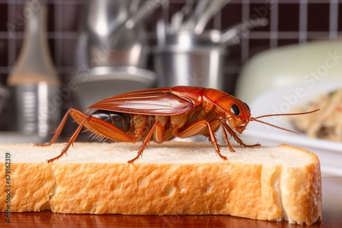 cockroach on top of the bread