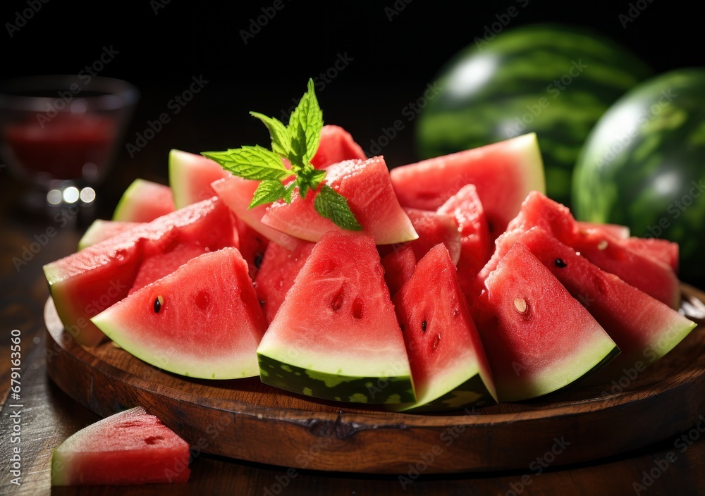 Several slices of red and very fresh watermelon. Several slices of red and very fresh watermelon.