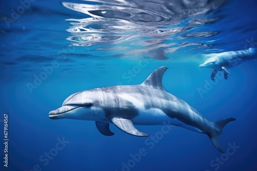 underwater view of mother dolphin and calf swimming © Alfazet Chronicles