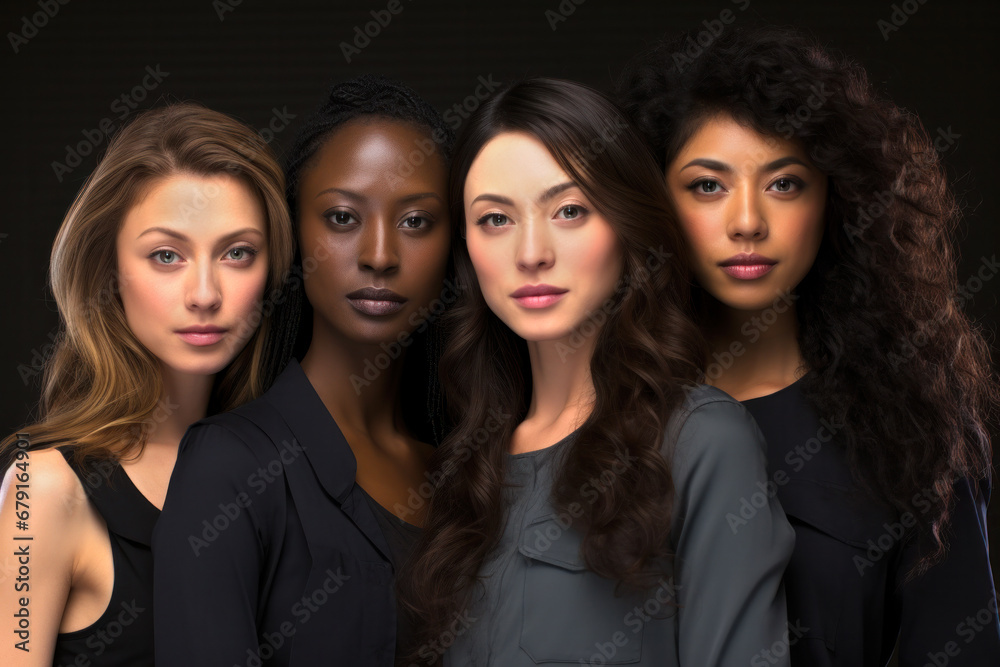 Obraz premium Portrait of multiracial fashion models