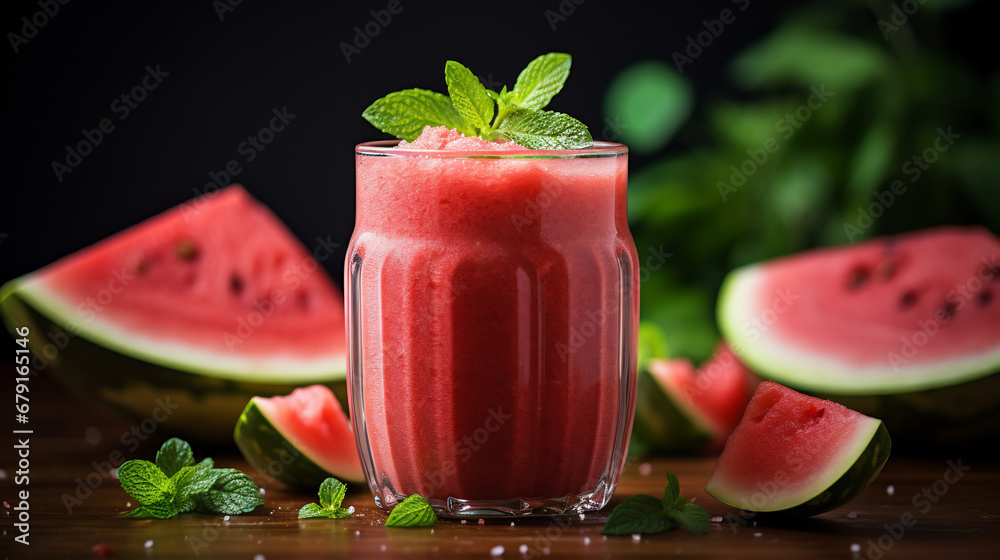 custom made wallpaper toronto digitalFresh watermelon juice in a glass or smoothie in glasses with watermelon pieces on dark background