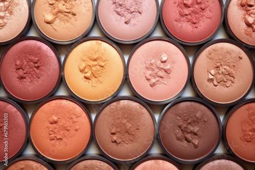 top view of various blush and bronzer shades range