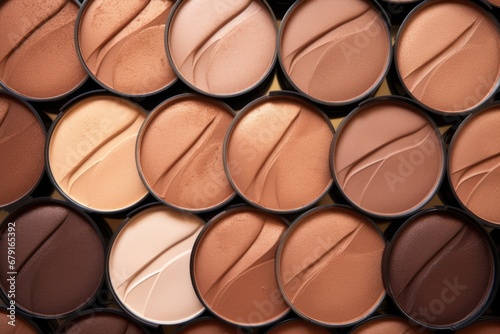 overhead shot of a broad range of bronzer shades photo
