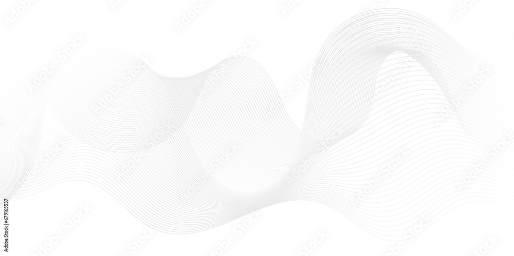 Abstract white and gray wave geometric Technology, data science frequency gradient lines on transparent background. Isolated on white background. black and white wavy stripes background. - obrazy, fototapety, plakaty 