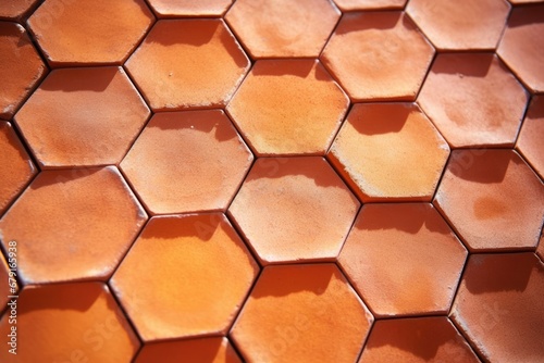 terracotta hexagonal tiles close-up