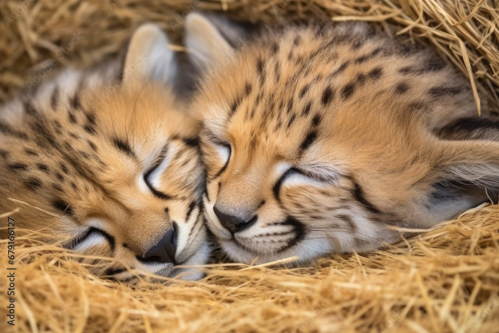 Fototapeta premium focused image on a sleeping cheetahs side