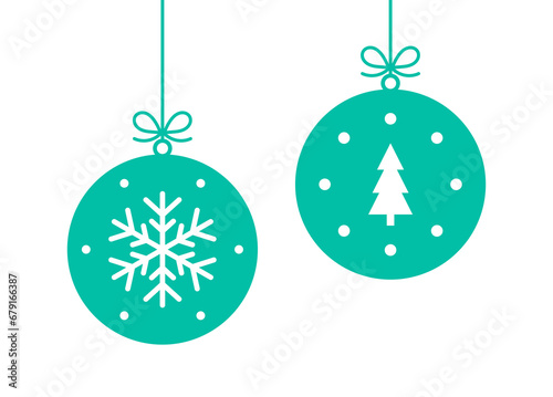 Christmas balls ornaments isolated on white background. Christmas tree decoration. PNG illustration.