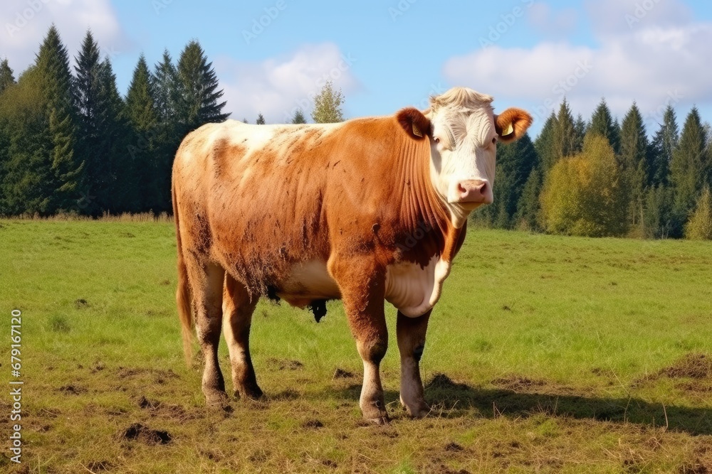 cow with visible weight loss in a pasture cow with visible weight loss in a pasture