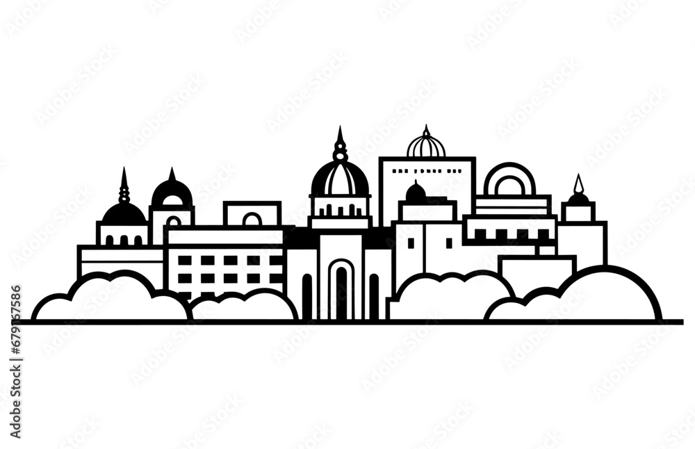 Outline Jaipur India City Skyline with Historic Buildings Isolated on White. Vector Illustration. Jaipur Cityscape with Landmarks.