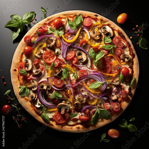 fotografia con detalle de deliciosa pizza vegetal