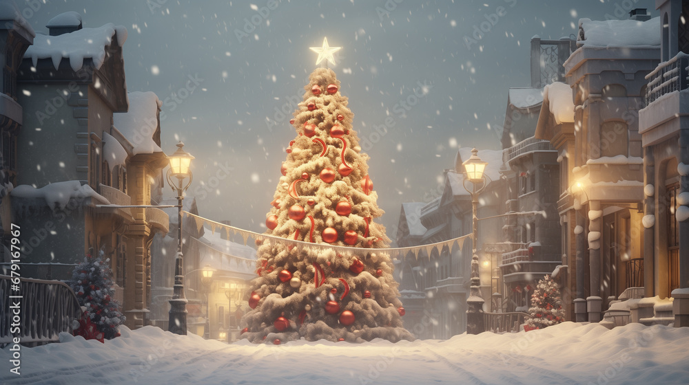 Christmas tree beautifully decorated with lights Christmas tree beautifully decorated with lights