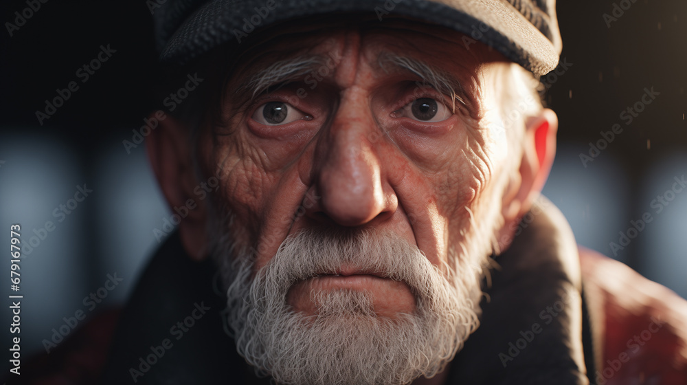 old man with white mustache and wrinkles in old age. old man with white mustache and wrinkles in old age.
