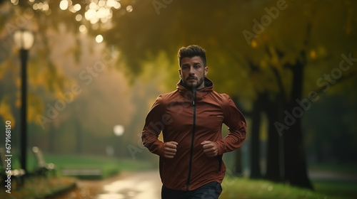 A man who is jogging in the park