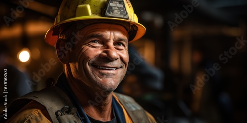 A radiant smile on the face of a construction foreman, about to enjoy his well-deserved retirement