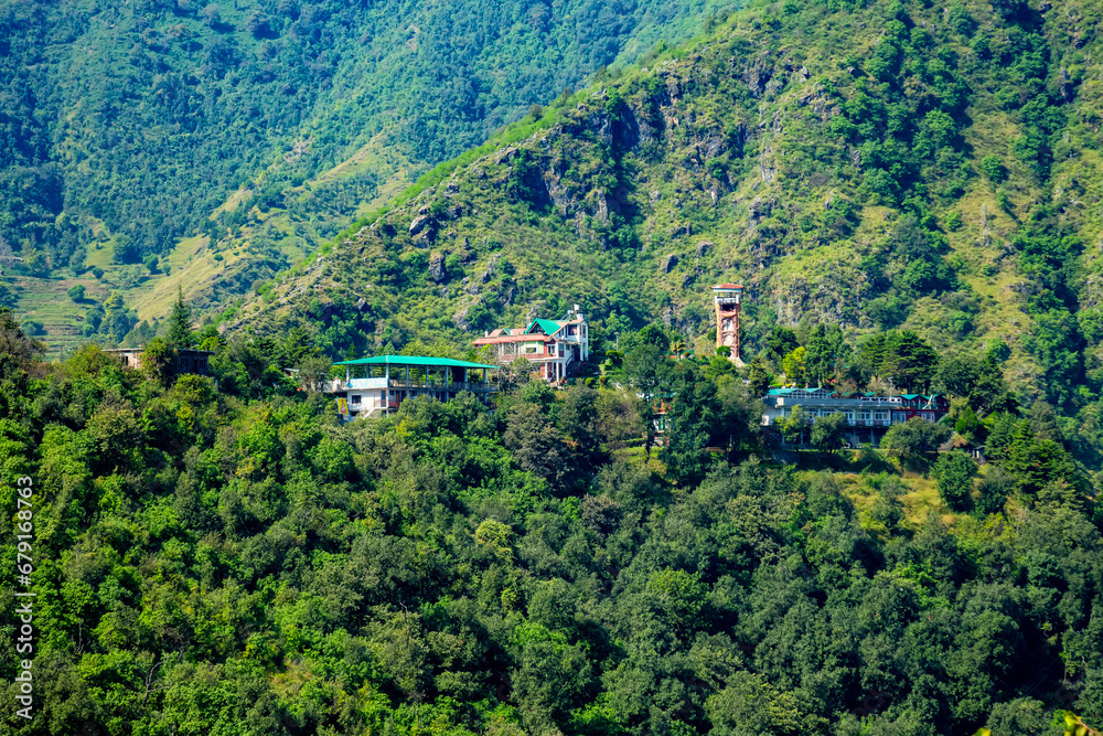 view of the mountain valley from hill station at Mussoorie,Uttarakhand,india.