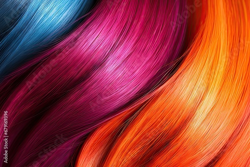 Dancing hues. Vibrant tapestry of abstract colors hair and patterns. Exploring dynamic textures of colorful fibers. Woven radiance in bright tones