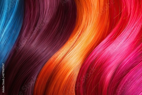 Dancing hues. Vibrant tapestry of abstract colors hair and patterns. Exploring dynamic textures of colorful fibers. Woven radiance in bright tones