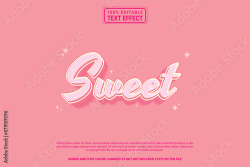 Editable text effect Sweet 3d cartoon template style modren premium vector photo