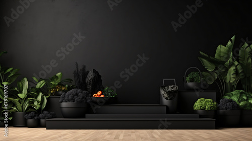 Sale podium black stage to show your produce in stud photo