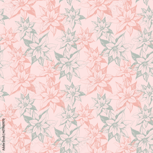 Flowers colorful stamp seamless pattern.