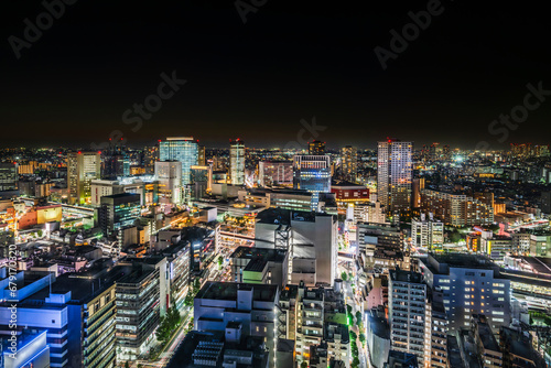 川崎駅前の都市夜景【神奈川県・川崎市】　
Night view of Kawasaki City - Kanagawa, Japan photo
