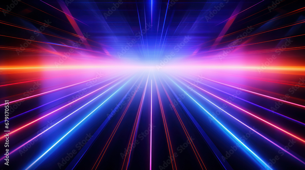 Neon Laser Fantasy: Abstract Lines with Glowing Effect. ai generative