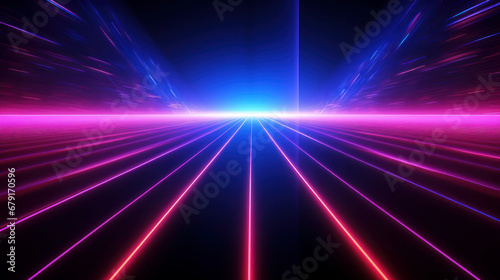 Glowing Laser Burst: Abstract Lines in Neon Light. ai generative