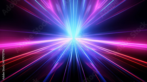 Abstract Laser Motion: Neon Glowing Lines Background. ai generative