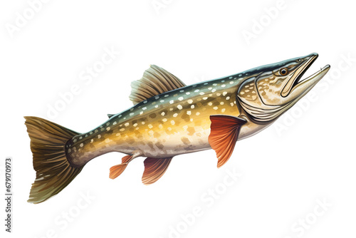Aquatic Sovereignty Pike Majesty Isolated on transparent background