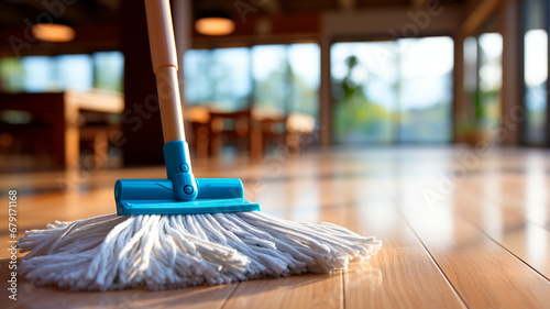 cleaning broom in the room
