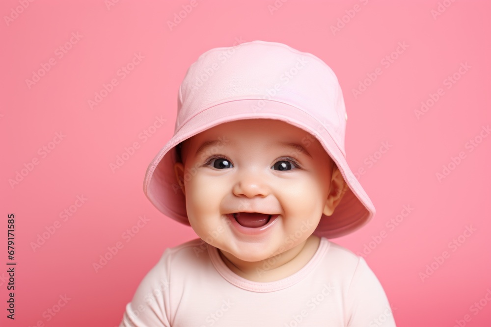 portrait of a happy cute baby child in pink background portrait of a happy cute baby child in pink background