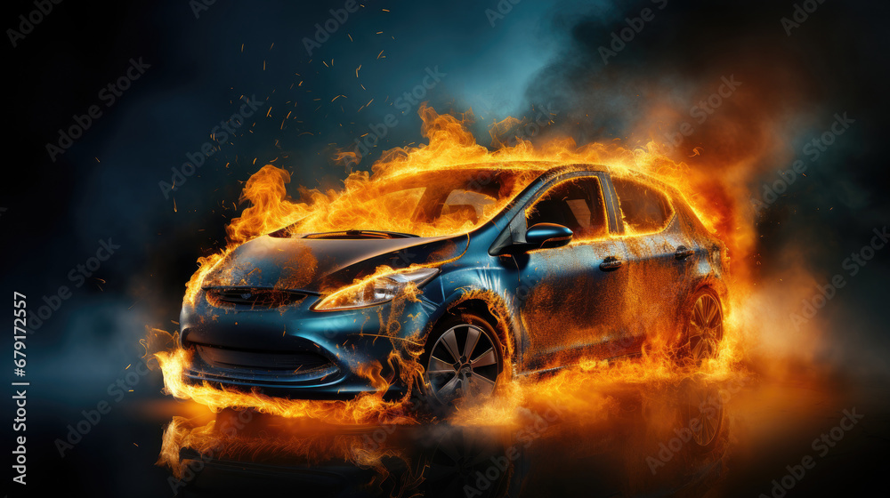 Electric car catches fire. Fire hazard from electric vehicles,Short