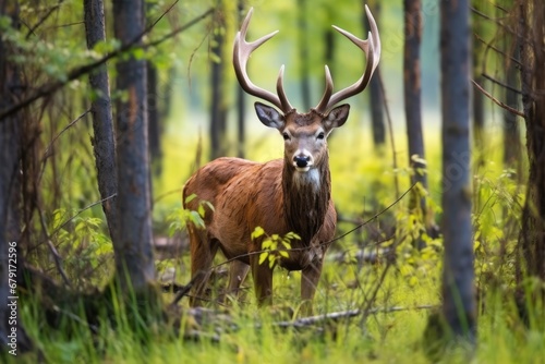 male deer locking horns over territory