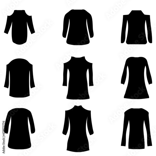 Black shirt silhouette set icon