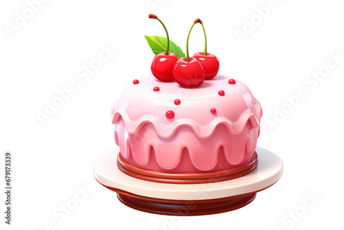 Whimsical cherry cake 3D